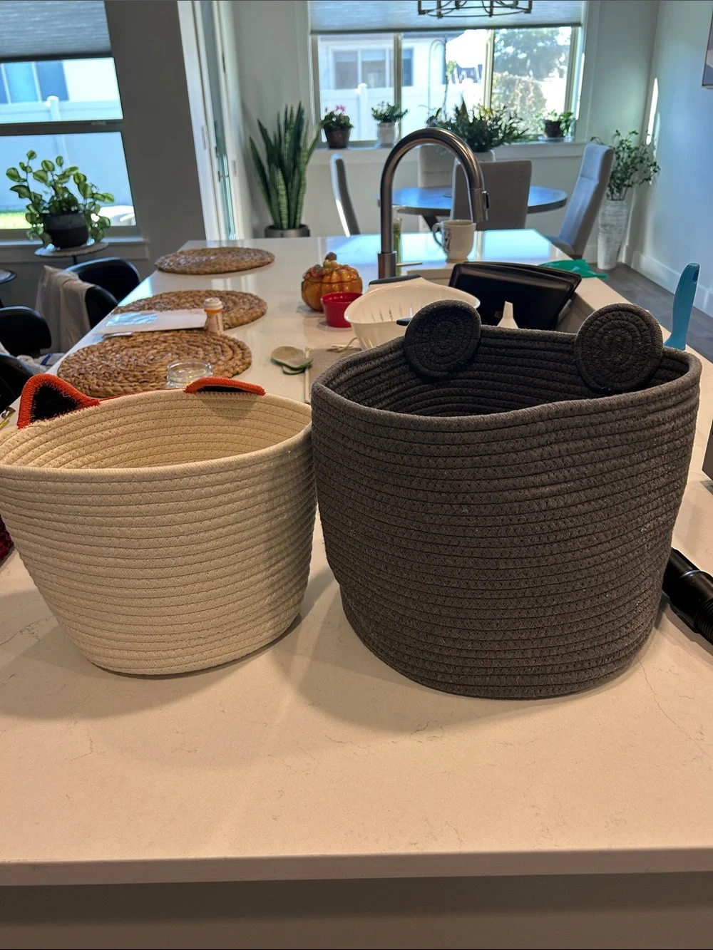 Source Unknown White & Orange Fox and Gray Bear Rope Storage Baskets